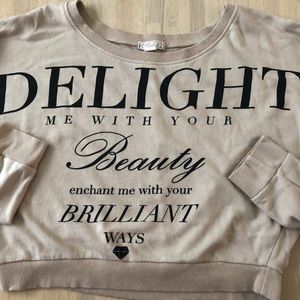 Crop tan long sleeve lounge sweater